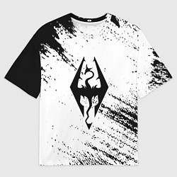 Мужская футболка оверсайз The Elder Scrolls чёрно белые краски