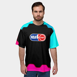 Футболка оверсайз мужская NBA текстура соты, цвет: 3D-принт — фото 2