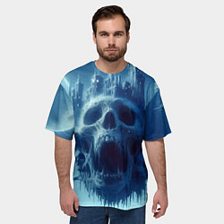 Футболка оверсайз мужская Фантастический череп и сказочный город под луной, цвет: 3D-принт — фото 2