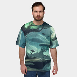 Футболка оверсайз мужская Сказочный грибной лес на похожей планете - фантази, цвет: 3D-принт — фото 2