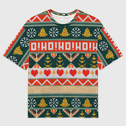 Футболка оверсайз мужская Новогодняя вязанная текстура ho-ho, цвет: 3D-принт