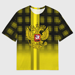 Мужская футболка оверсайз Герб РФ лого текстура