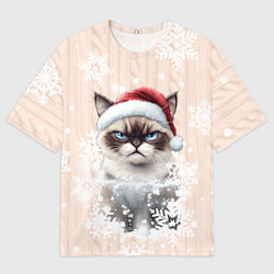 Футболка оверсайз мужская Угрюмый кот, цвет: 3D-принт