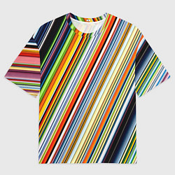 Футболка оверсайз мужская Разноцветные полосы абстракция, цвет: 3D-принт