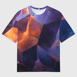 Мужская футболка оверсайз Искаженная геометрия с эффектом потертостей