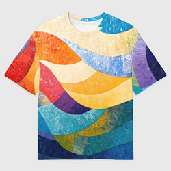 Мужская футболка оверсайз Разноцветная геометрическая мозаика