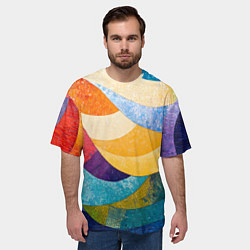 Футболка оверсайз мужская Разноцветная геометрическая мозаика, цвет: 3D-принт — фото 2