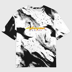 Футболка оверсайз мужская Cyberpunk 2077 fire black, цвет: 3D-принт