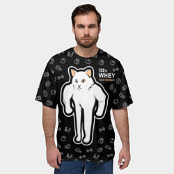 Футболка оверсайз мужская Качок кот, цвет: 3D-принт — фото 2