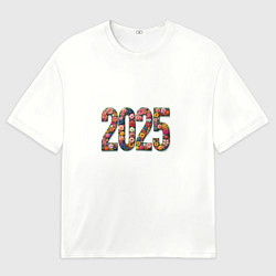 Мужская футболка оверсайз Цифры 2025 из разноцветных цветов