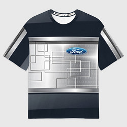 Футболка оверсайз мужская FORD текстура из метала, цвет: 3D-принт