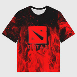 Мужская футболка оверсайз DOTA 2 лого в огне