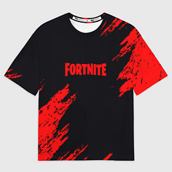 Футболка оверсайз мужская Fortnite красные краски лого, цвет: 3D-принт