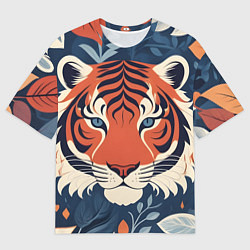 Мужская футболка оверсайз Тигр яркие контрасты