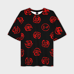 Мужская футболка оверсайз Twenty one pilots rose pattern