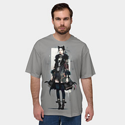 Футболка оверсайз мужская Girl cat fashionista - ai art fantasy, цвет: 3D-принт — фото 2