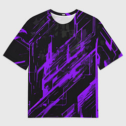 Мужская футболка оверсайз Purple stripes on a black background