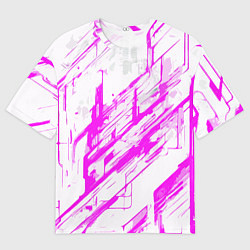 Мужская футболка оверсайз Розовые полосы на белом фоне