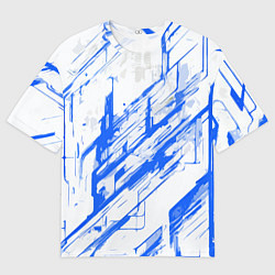 Мужская футболка оверсайз Синие полосы на белом фоне