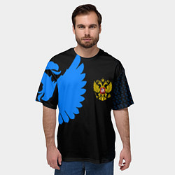 Футболка оверсайз мужская Герб РФ синий, цвет: 3D-принт — фото 2