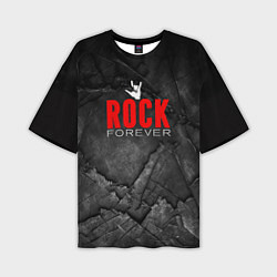 Мужская футболка оверсайз Rock forever on black