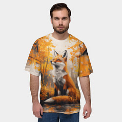 Футболка оверсайз мужская Мечтательная лиса, цвет: 3D-принт — фото 2