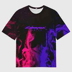 Футболка оверсайз мужская Cyberpunk 2077 neon flame, цвет: 3D-принт