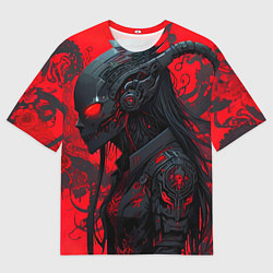 Мужская футболка оверсайз Девушка в стиле киберпанк