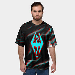 Футболка оверсайз мужская Skyrim flame glitch, цвет: 3D-принт — фото 2