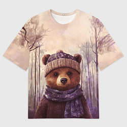 Футболка оверсайз мужская Мишка в пасмурном лесу, цвет: 3D-принт
