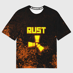 Футболка оверсайз мужская RUST брызги красок лого, цвет: 3D-принт