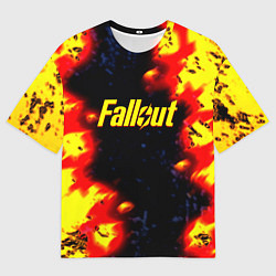 Мужская футболка оверсайз Fallout огненные краски стиль