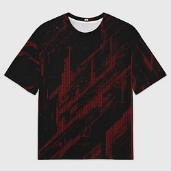 Мужская футболка оверсайз Красные точки на чёрном фоне