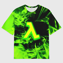 Футболка оверсайз мужская Half life кислотное лого огонь, цвет: 3D-принт