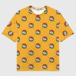 Футболка оверсайз мужская Рик и Морти Новый год паттерн, цвет: 3D-принт