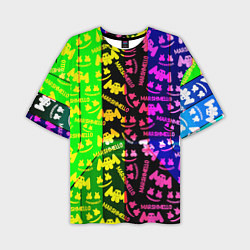 Мужская футболка оверсайз Marshmello pattern neon steel