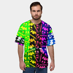 Футболка оверсайз мужская Marshmello pattern neon steel, цвет: 3D-принт — фото 2