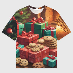 Мужская футболка оверсайз Новый год печенье
