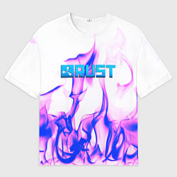 Мужская футболка оверсайз RUST game neon steel