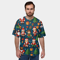 Футболка оверсайз мужская Mintrcraft pattern новый год, цвет: 3D-принт — фото 2
