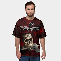 Футболка оверсайз мужская Череп с пистолетом в зубах, цвет: 3D-принт — фото 2
