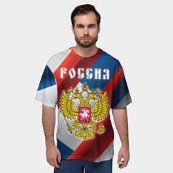 Футболка оверсайз мужская Цвета флага России, паттерн, цвет: 3D-принт — фото 2