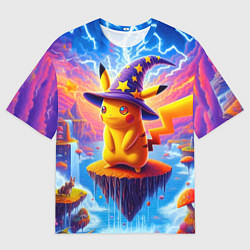 Мужская футболка оверсайз Pikachu in a stargazers hat