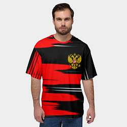 Футболка оверсайз мужская Россия полосы краски, цвет: 3D-принт — фото 2