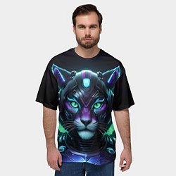 Футболка оверсайз мужская Неоновый кибер тигр, цвет: 3D-принт — фото 2