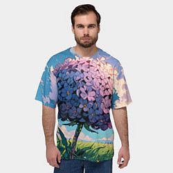 Футболка оверсайз мужская Аниме цветок, цвет: 3D-принт — фото 2