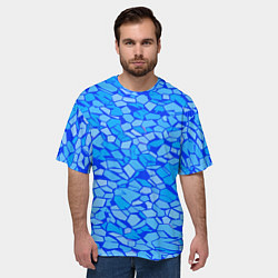 Футболка оверсайз мужская Голубые плитки на синем фоне, цвет: 3D-принт — фото 2