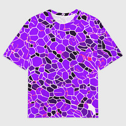Мужская футболка оверсайз Абстрактные плитки фиолетовые и чёрные