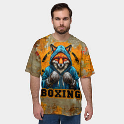 Футболка оверсайз мужская Лис боксер, цвет: 3D-принт — фото 2