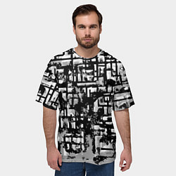 Футболка оверсайз мужская Бело-чёрная абстракция, цвет: 3D-принт — фото 2